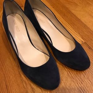 Nine West Blue Suede Wedge Heels 8